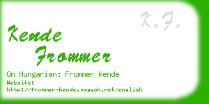 kende frommer business card